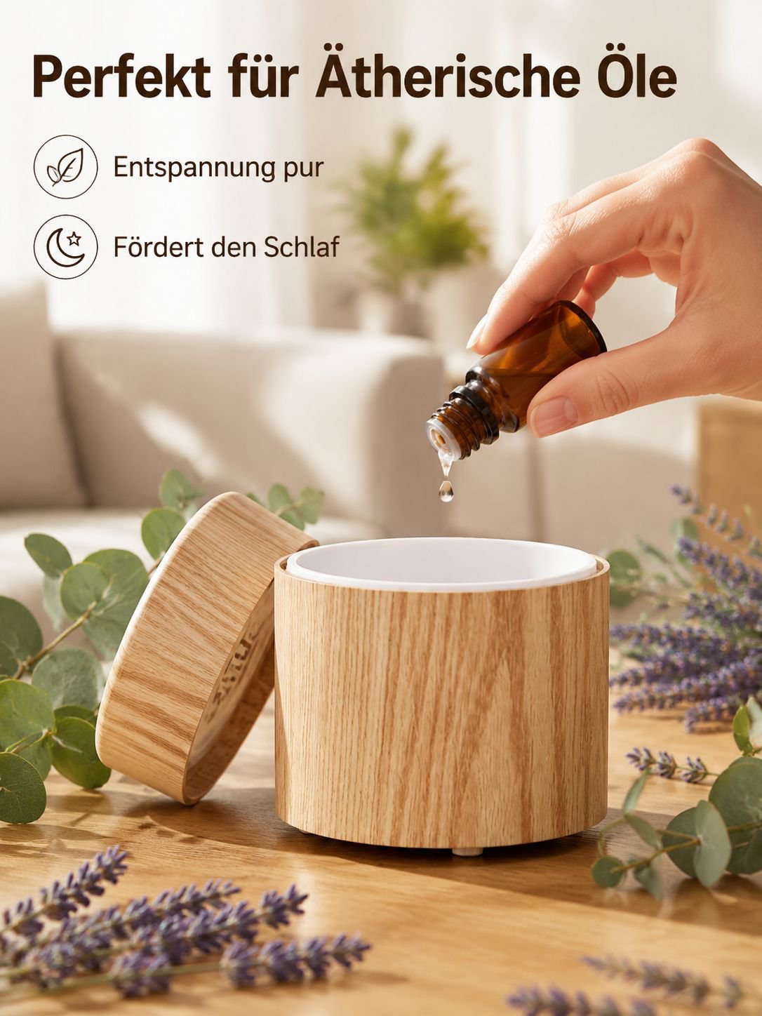 Aroma-Luftbefeuchter mit buntem Flammeneffekt