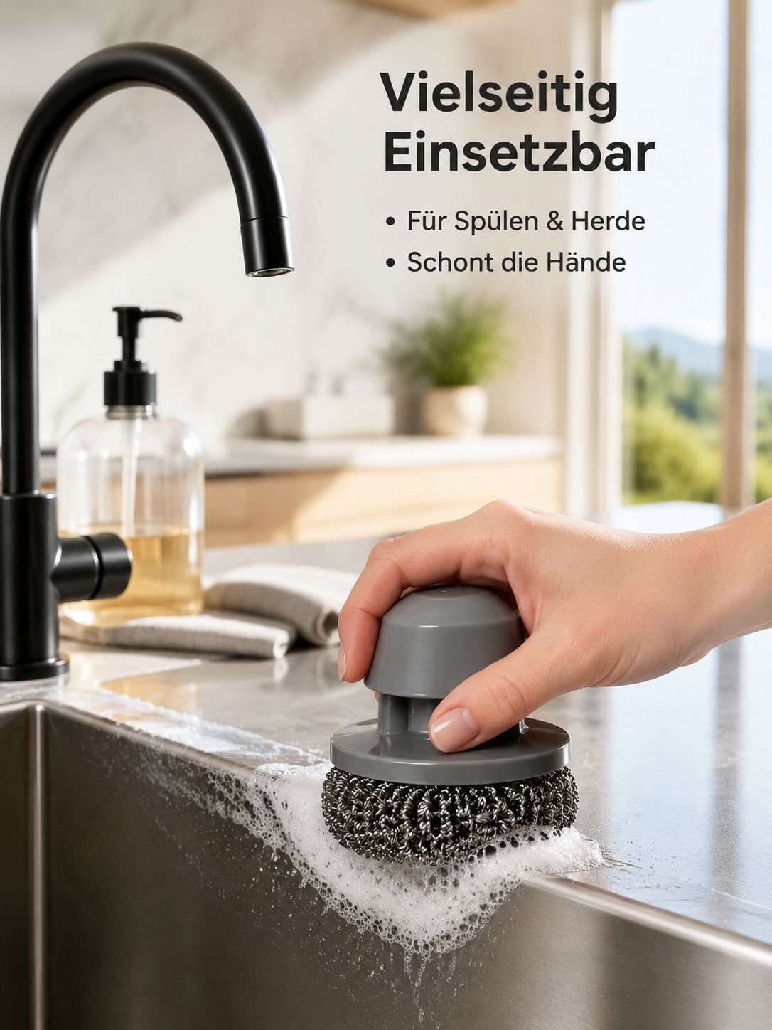 Spülbürste mit auswechselbarem Stahlschwamm, 30er Bulk-Pack, großes Reinigungsset