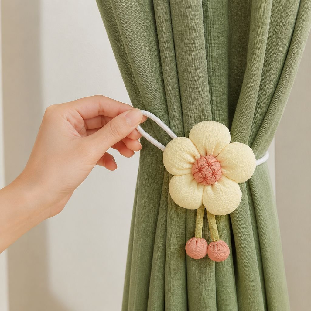 Cute Flower Curtain Ties One Pair Adjustable Bedroom Tie Buckle Decoration