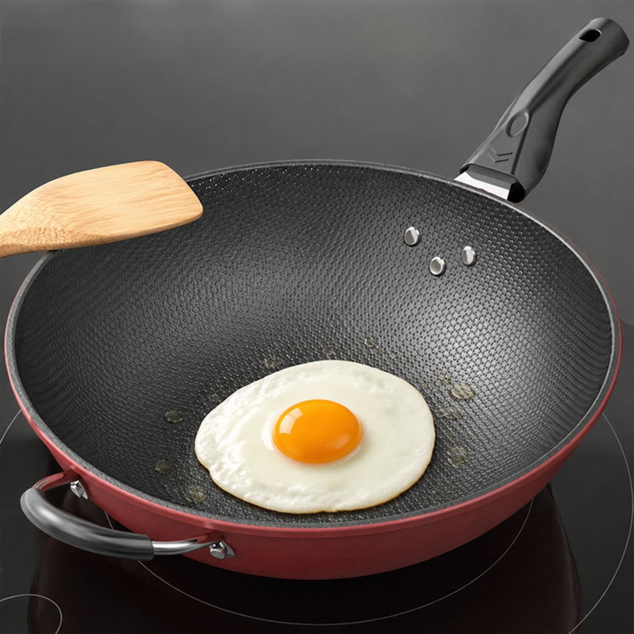 [Hersteller Großhandel] Waben-Antihaft-Wok, Eisenpfanne mit flachem Boden, Haushalts-Wok, Geschenkto