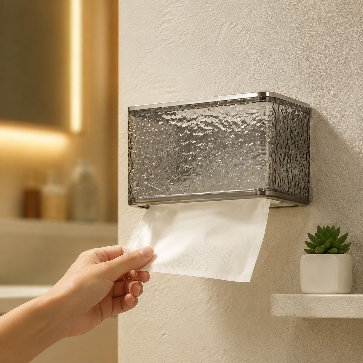 Bathroom Wall Mounted Water Ripple Tissue Holder