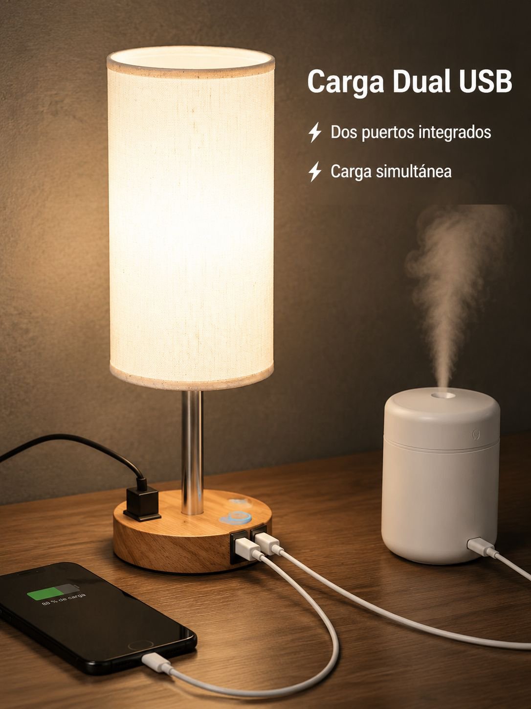 Lámpara portátil nocturna recargable por USB
