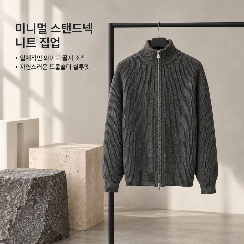 남성 가을 겨울 웨이스트랜드 스타일 니트 가디건 루즈핏 아우터