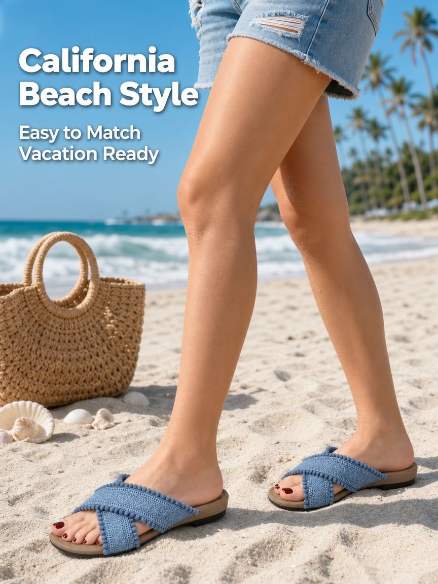 Woven Cross-Over Slippers for Women, Stylish Bohemian Beach Sandals