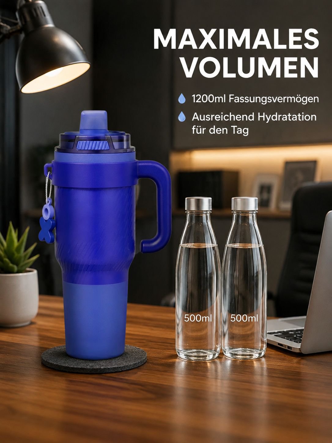 Modischer Edelstahl-Thermobecher mit Strohhalm für Heim und Büro