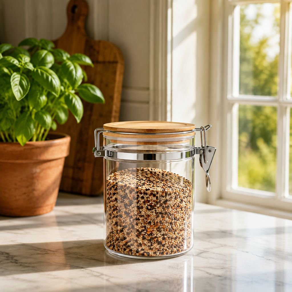 Household Large Glass Cereal Storage Jar, Tea Canister
