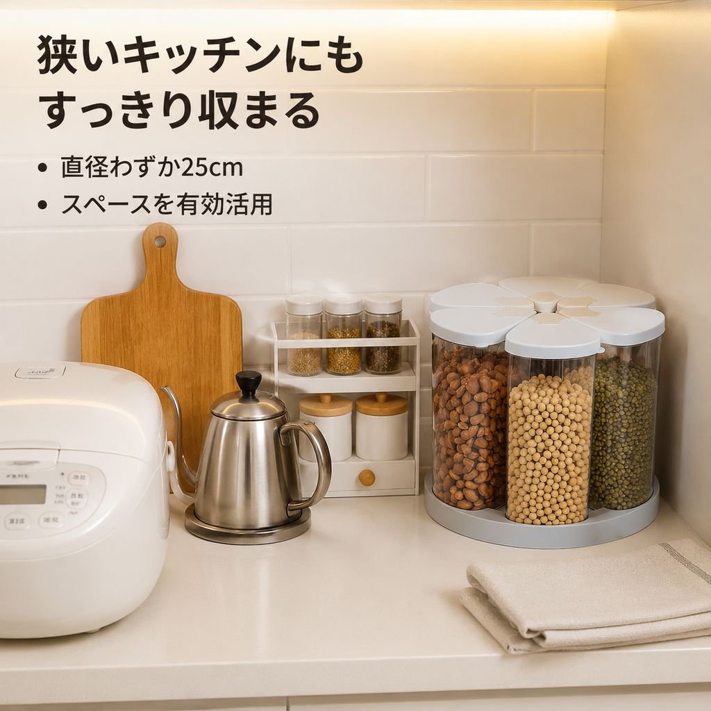 密閉容器回転式雑穀収納ボックス便利グッズ
