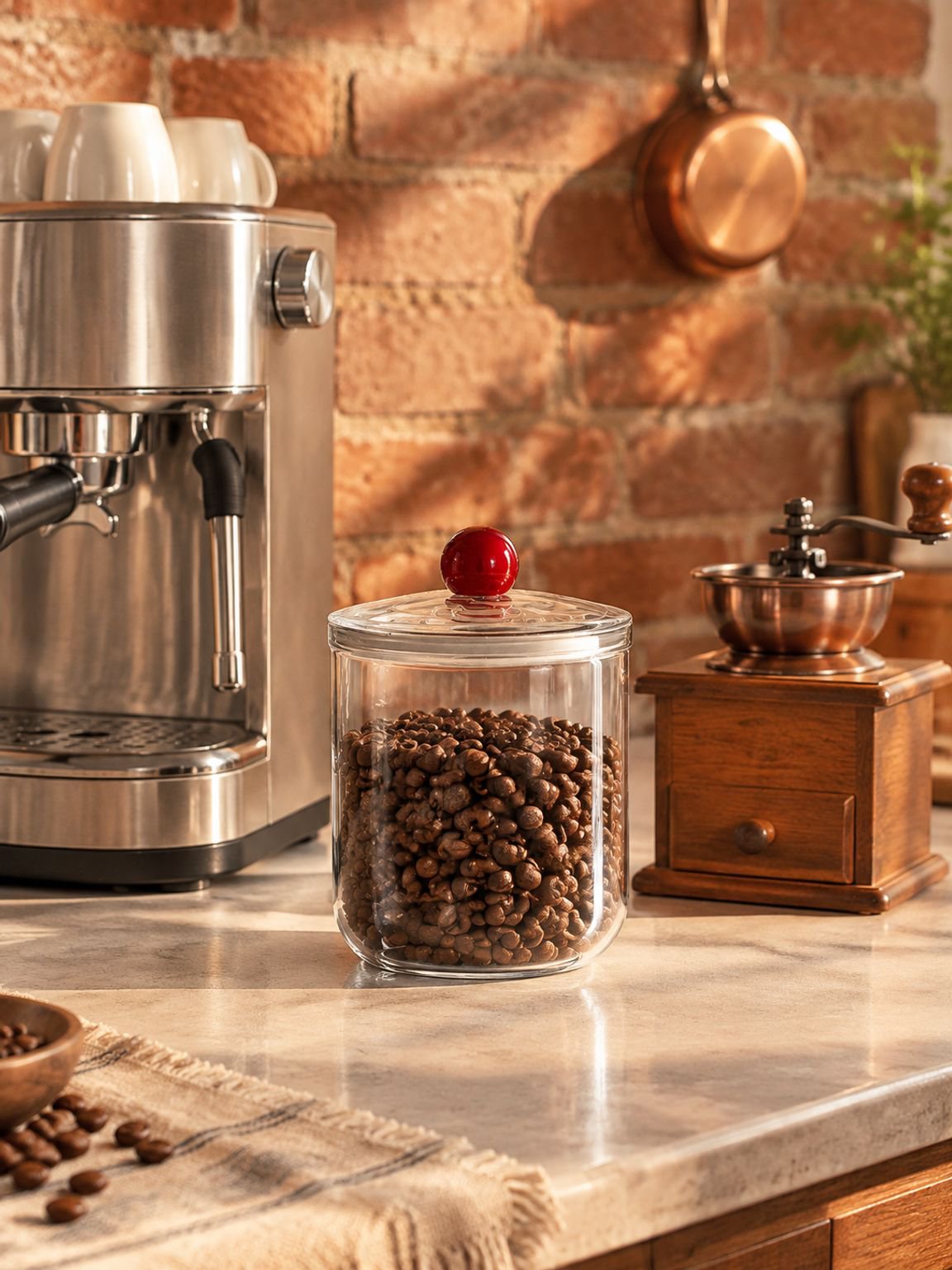 Recipiente para almacenar granos de café