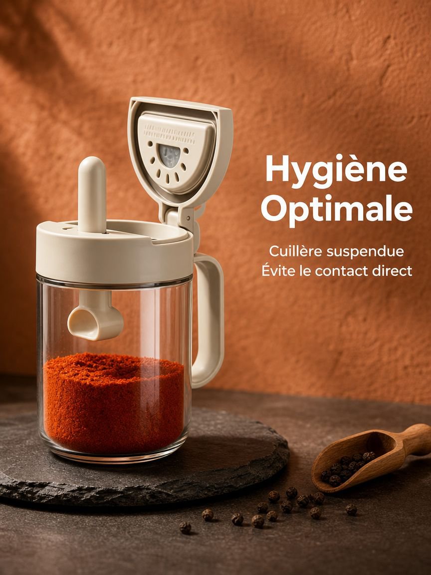 Bocal à épices avec système ouverture/fermeture