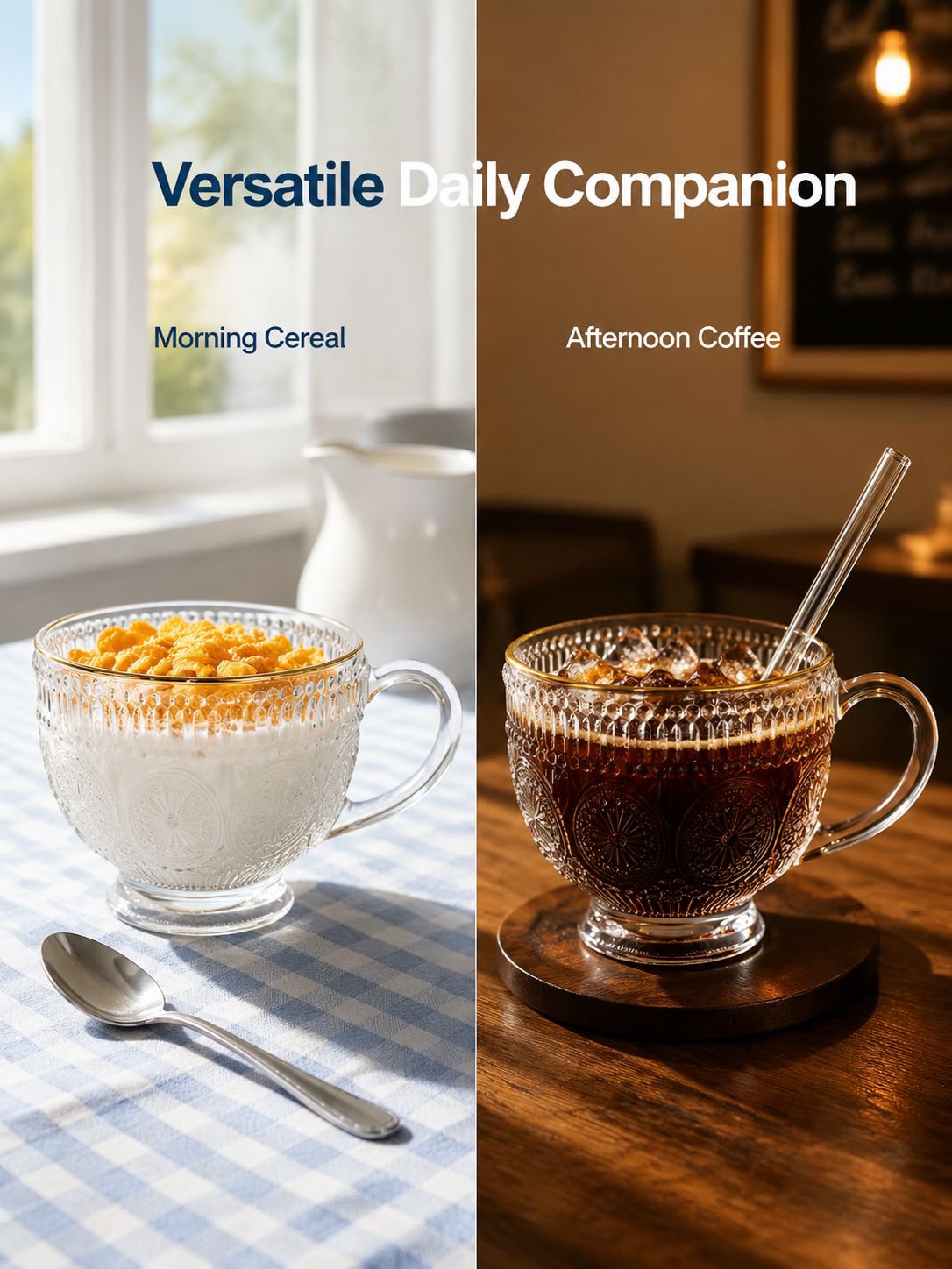 Household Clear Glass Breakfast Mug