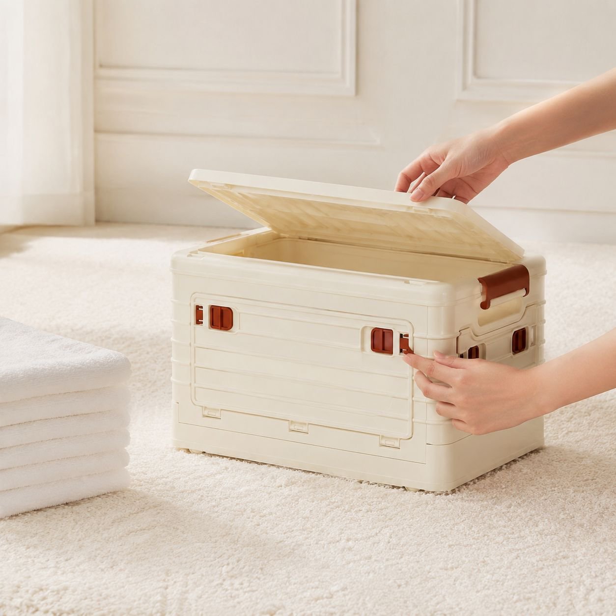 Boîte de rangement domestique pour vêtements, pliable et transparente pour armoire