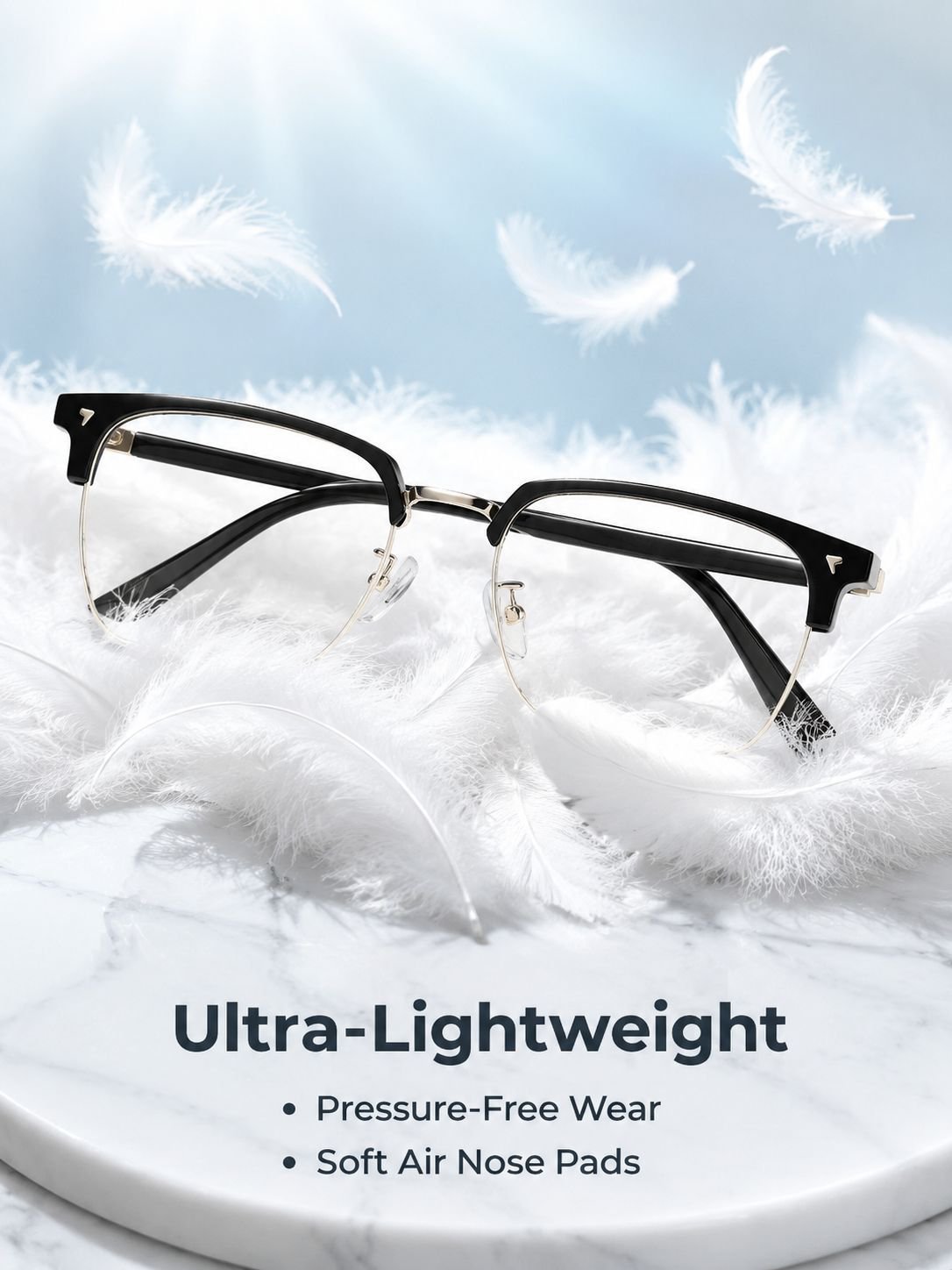High-definition intelligent zoom half-rim reading glasses