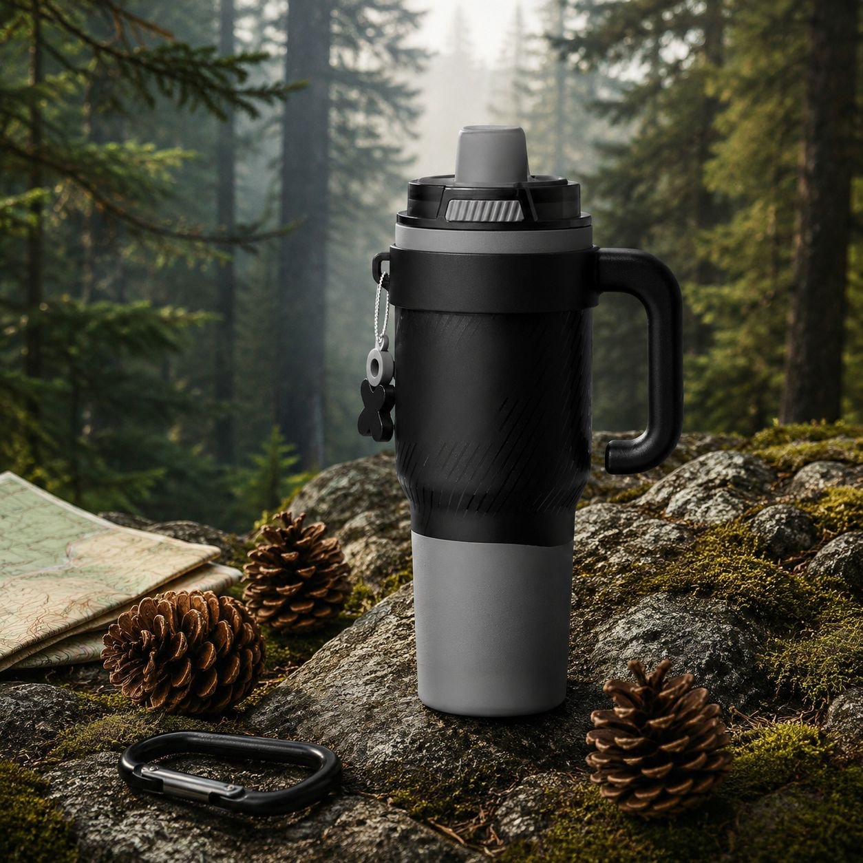 Modischer Edelstahl-Thermobecher mit Strohhalm für Heim und Büro