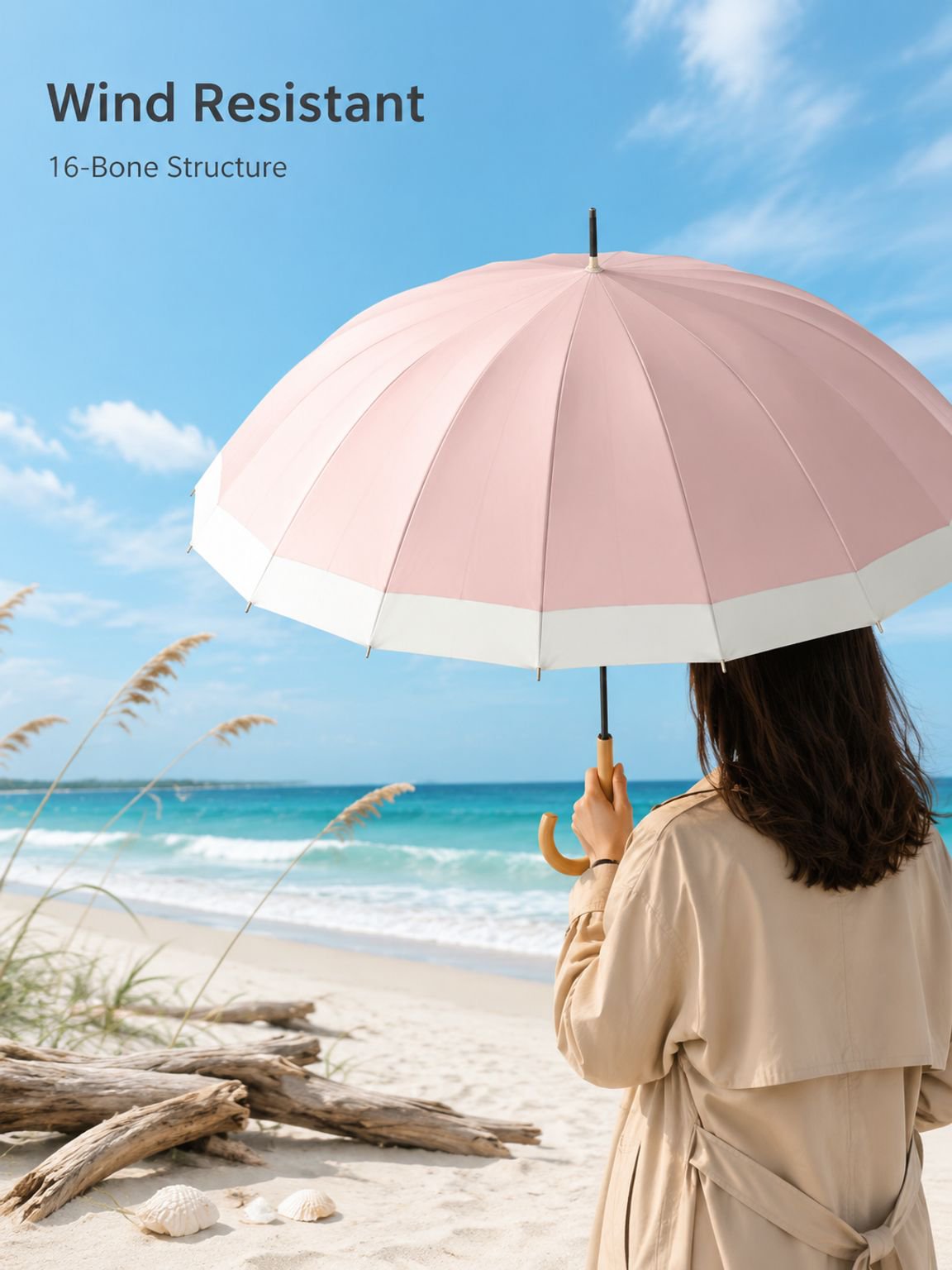 16 bone joint umbrella long handle umbrella high value curved hook sun umbrella Japanese style small