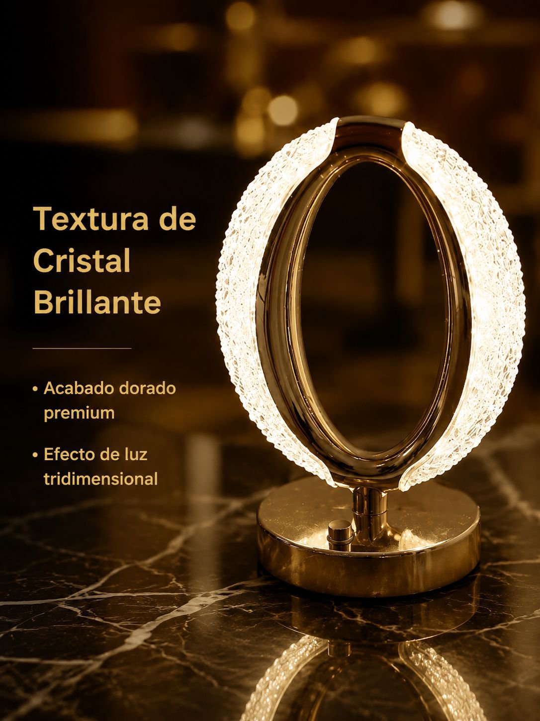 Lámpara de Mesa con Textura de Cristal y Brillo Ajustable para Casa
