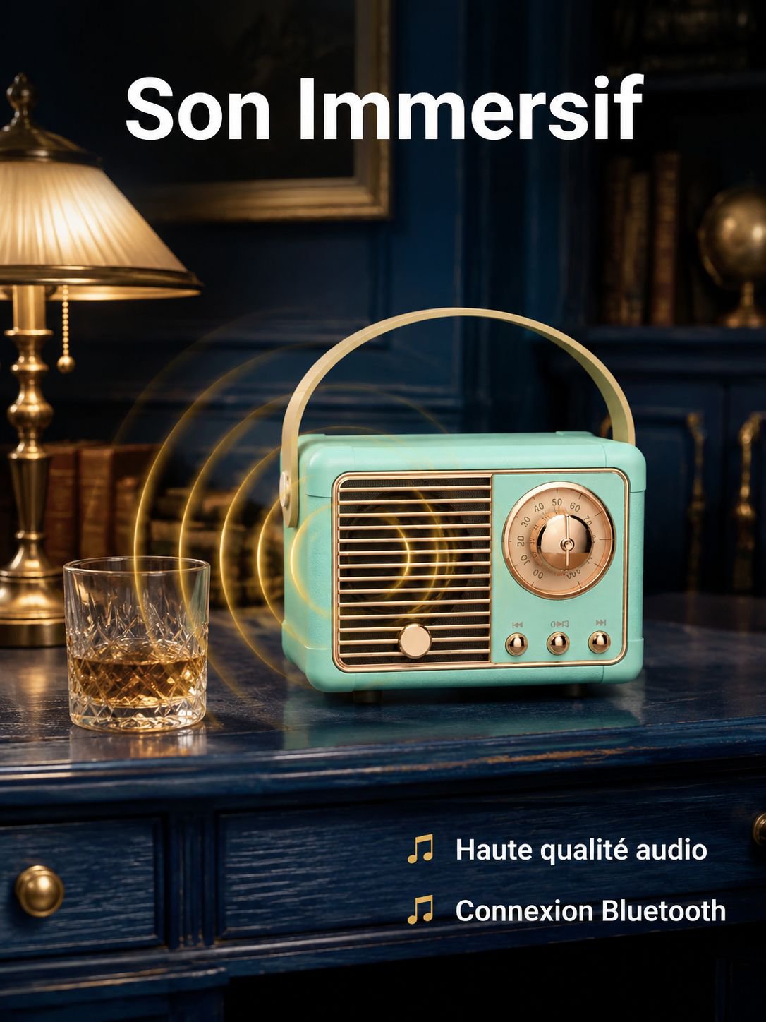 Enceinte Bluetooth portable au design rétro radio créatif