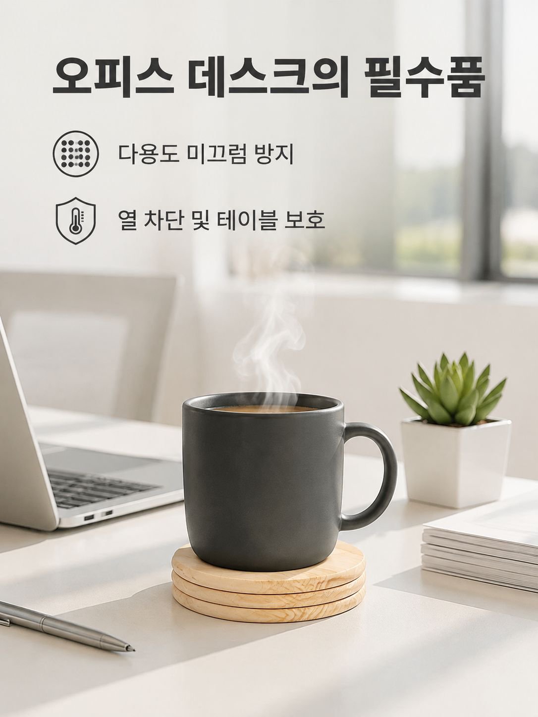 목재 쿵푸 다기 뜨거움 방지 컵 매트 10cm 원형 단열 매트