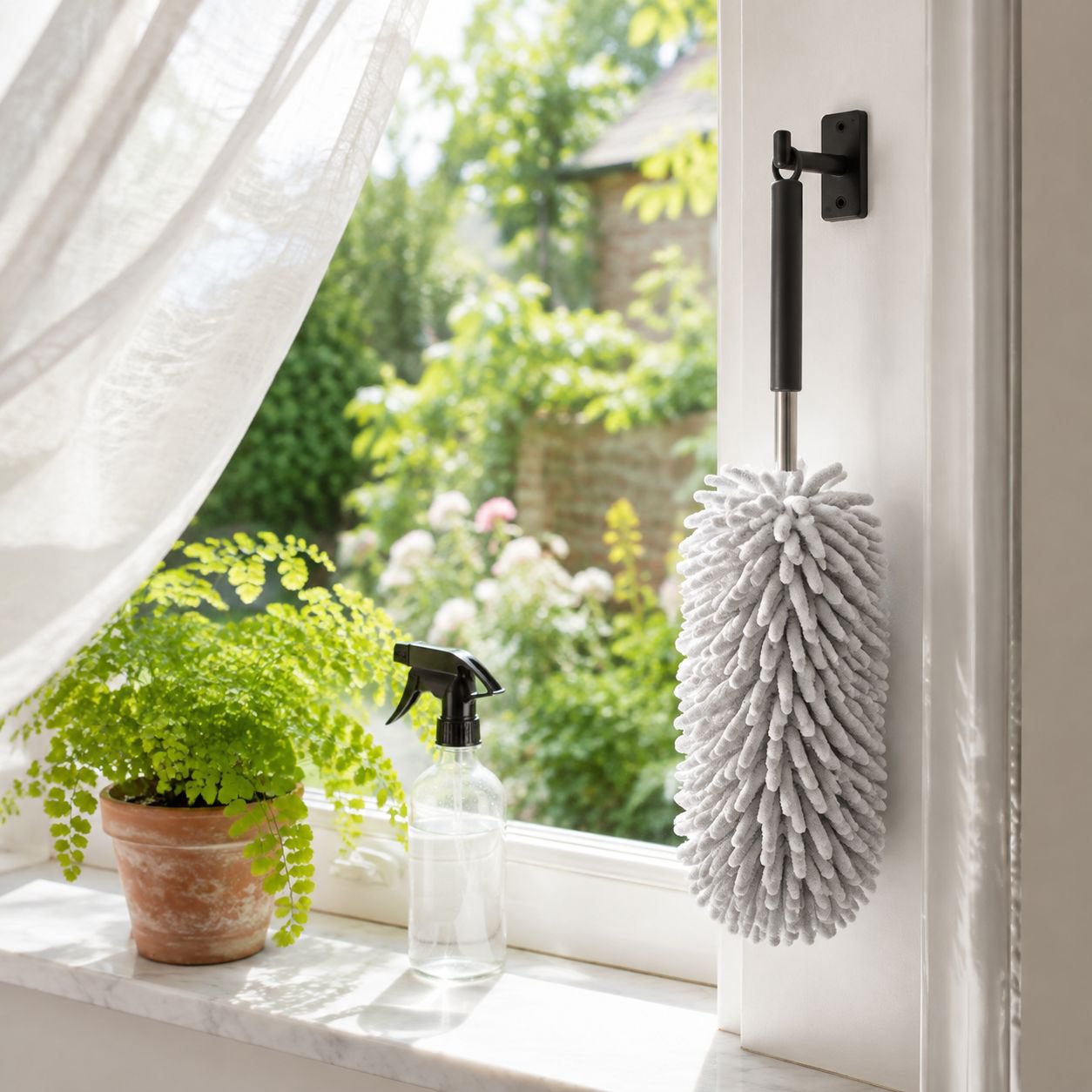 Feather duster blanket cleaning window corners