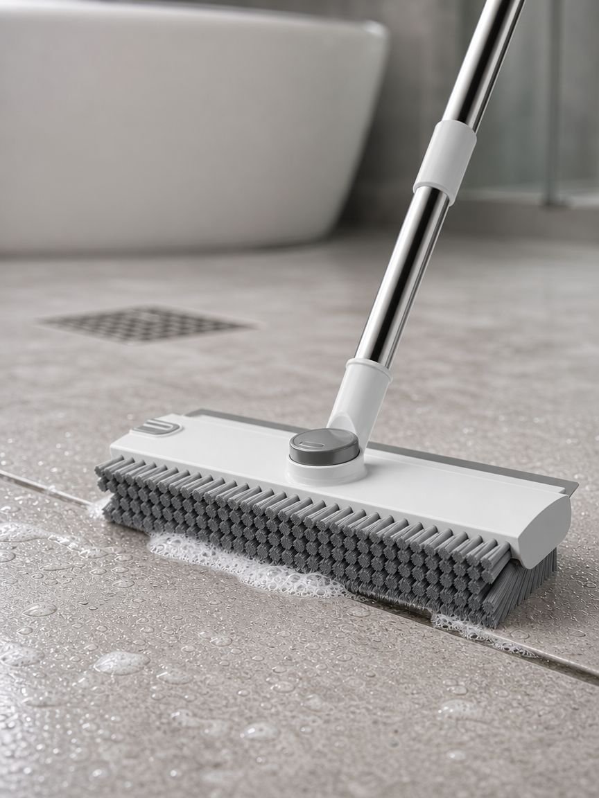 360-degree rotating V-shaped floor brush for tile cleaning