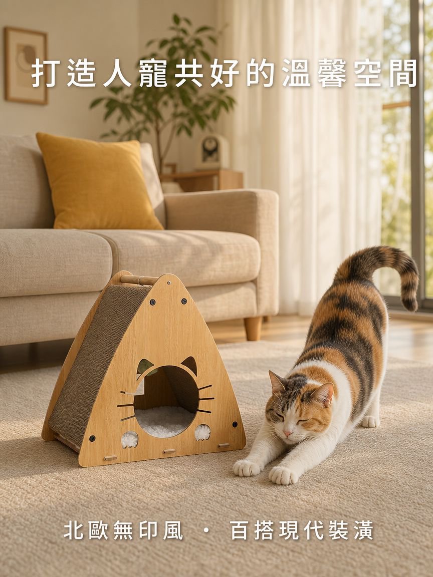 三角木質瓦楞紙貓窩