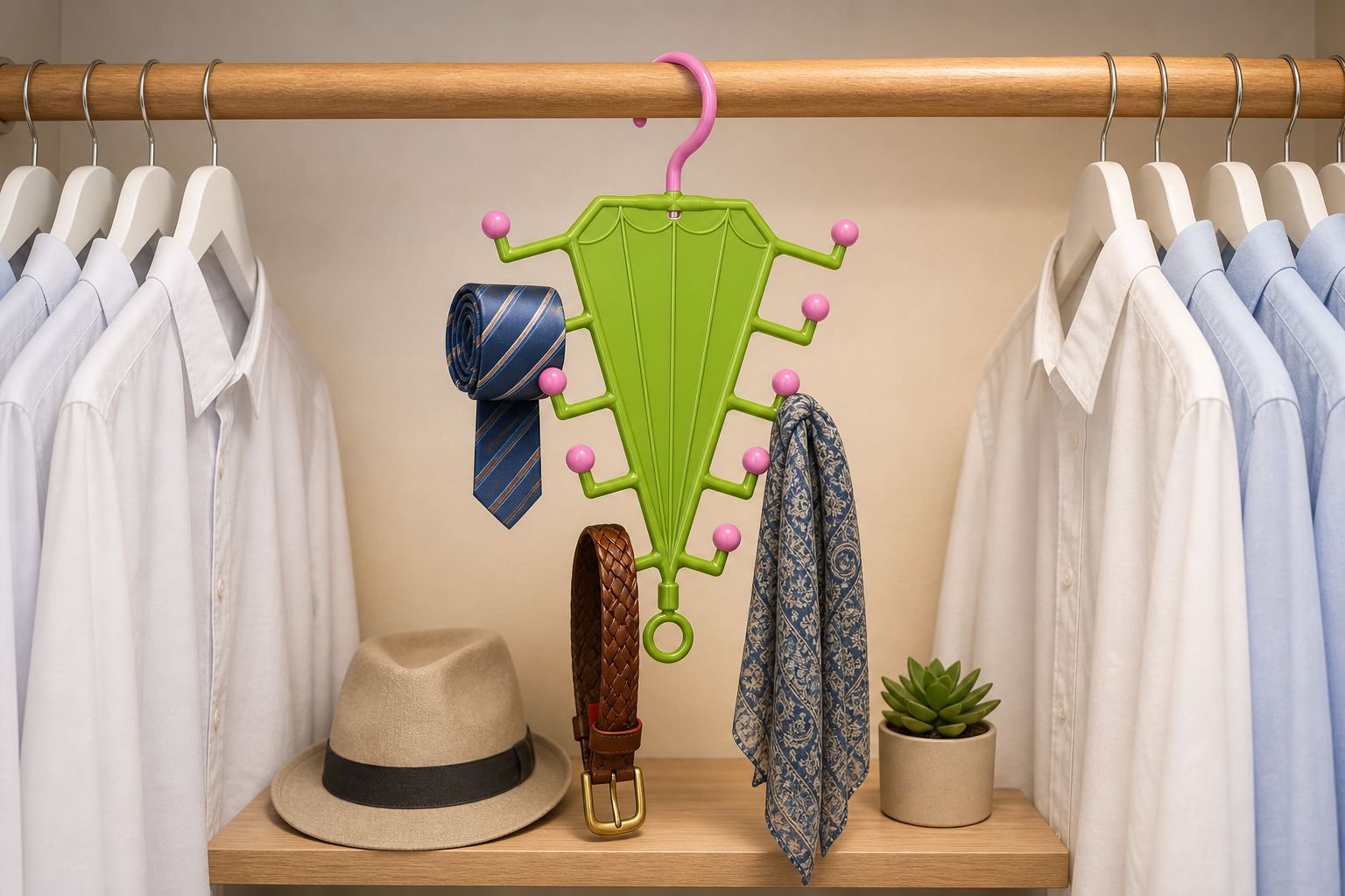 Modern closet solution with double-sided V-shaped hanger storage