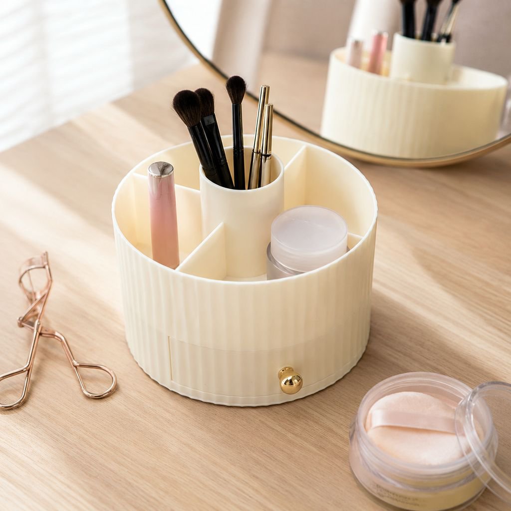 Elegant makeup organizer with multiple drawers and compartments