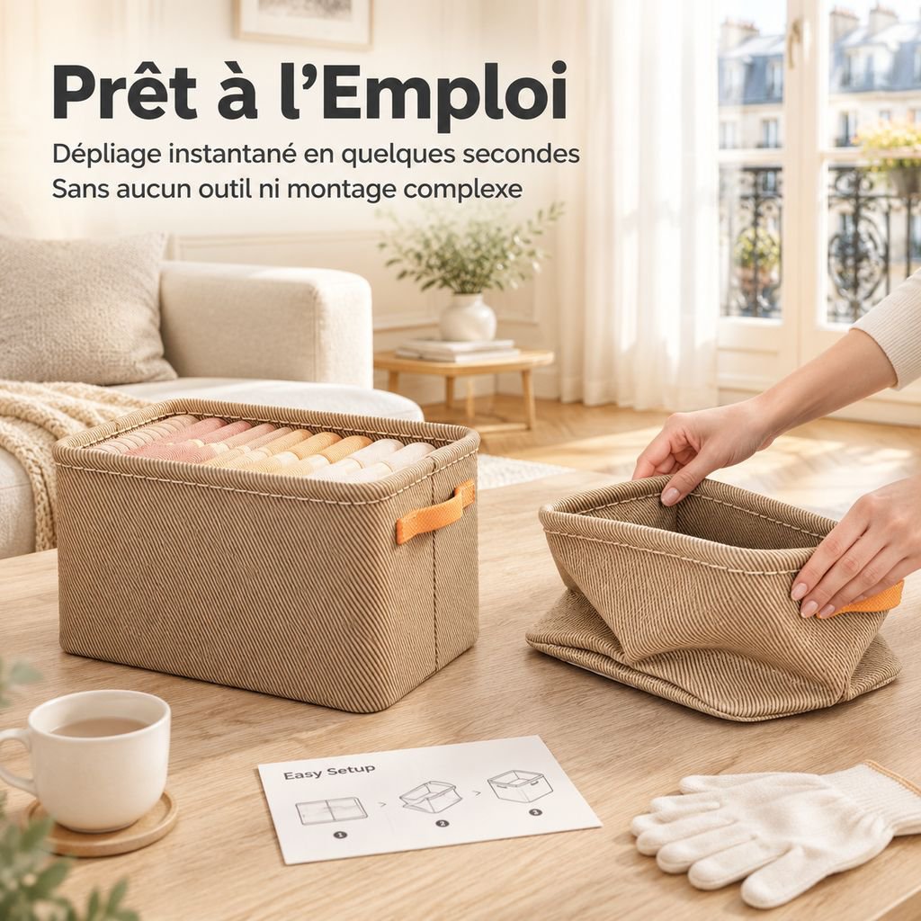 Panier Rangement Vêtements Tissu Épais Boîte Organisateur Dressing Penderie