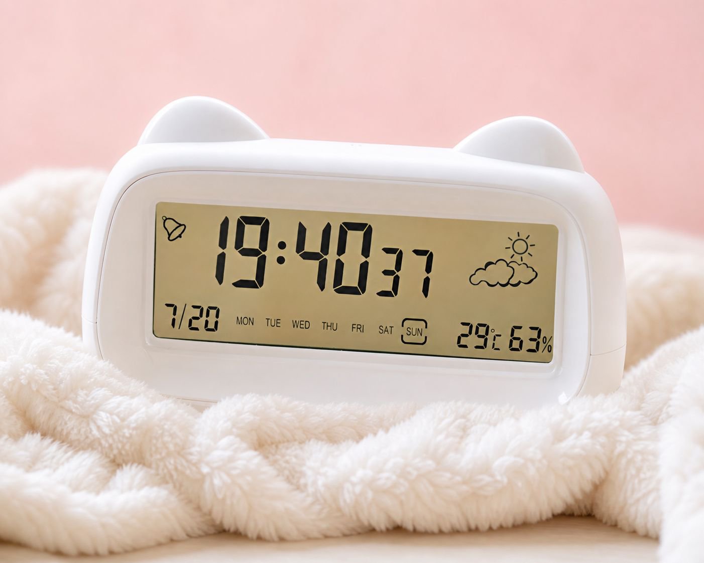 Rechargeable alarm clock for children with LED display