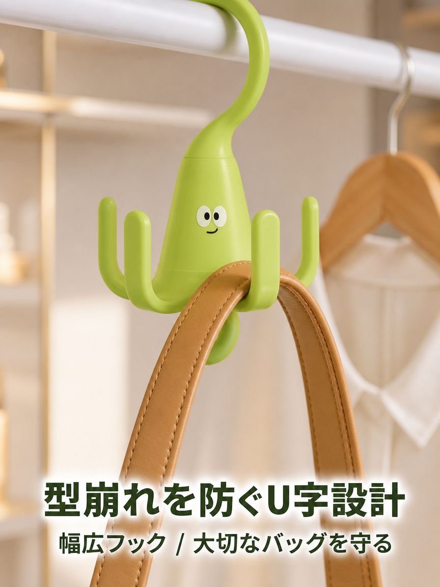 バッグと帽子の回転フック