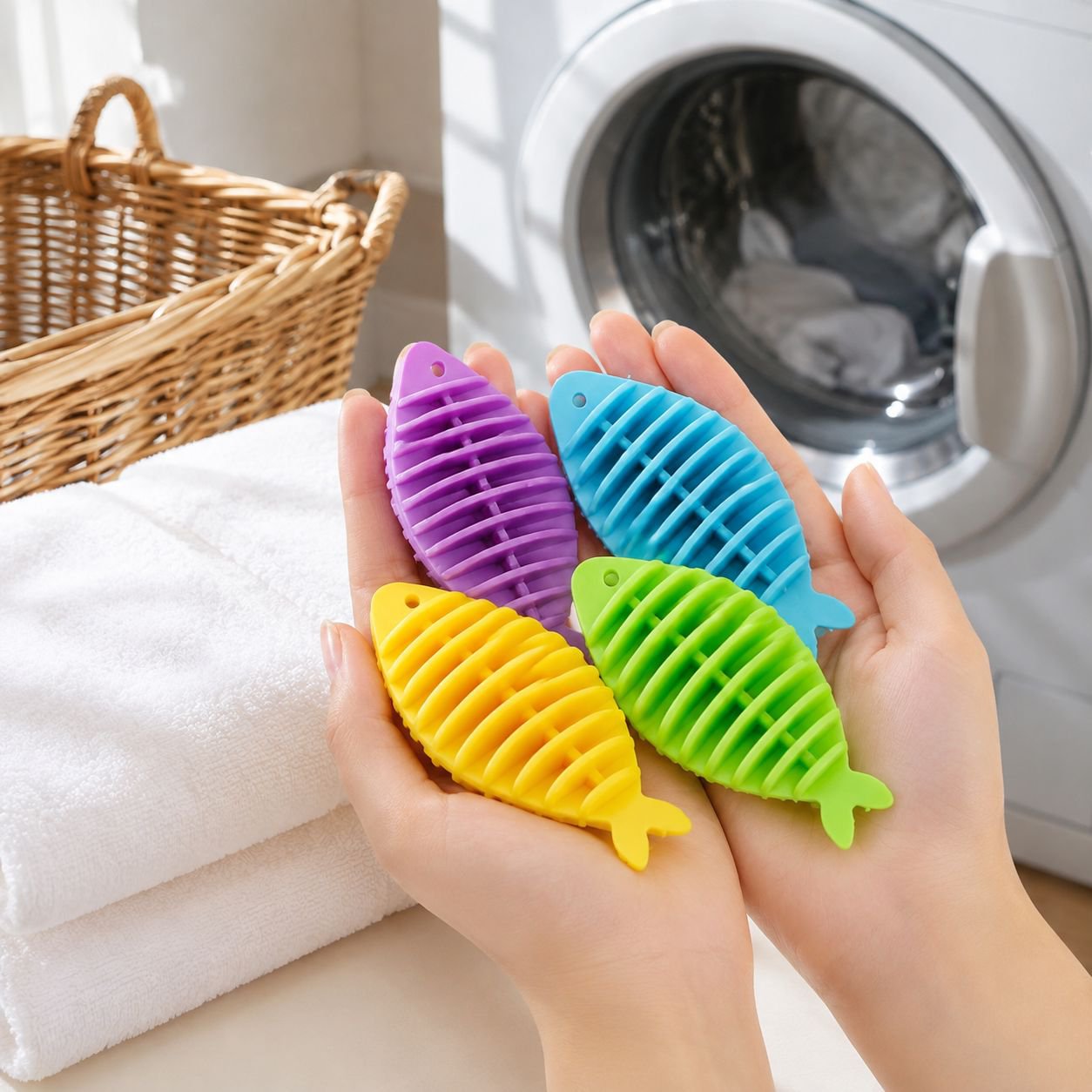 Anti-Knot Powerful Stain Remover Laundry Ball in use