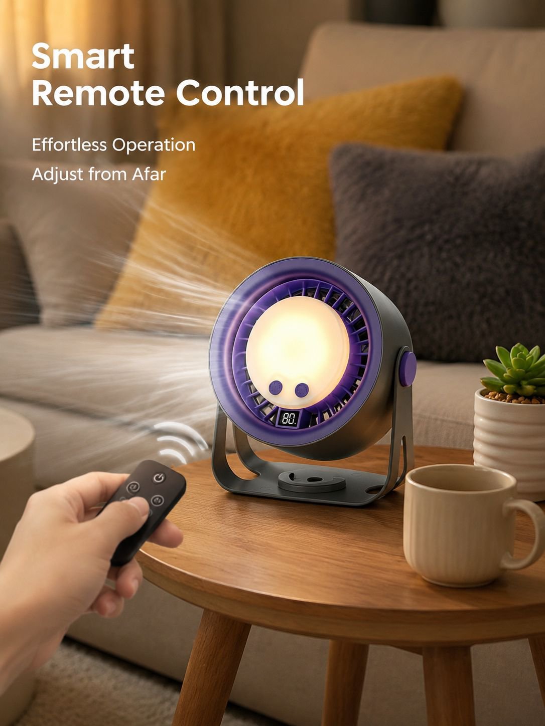 Smart remote control lighting fan 2-in-1 electric fan desktop fan home night light USB charging