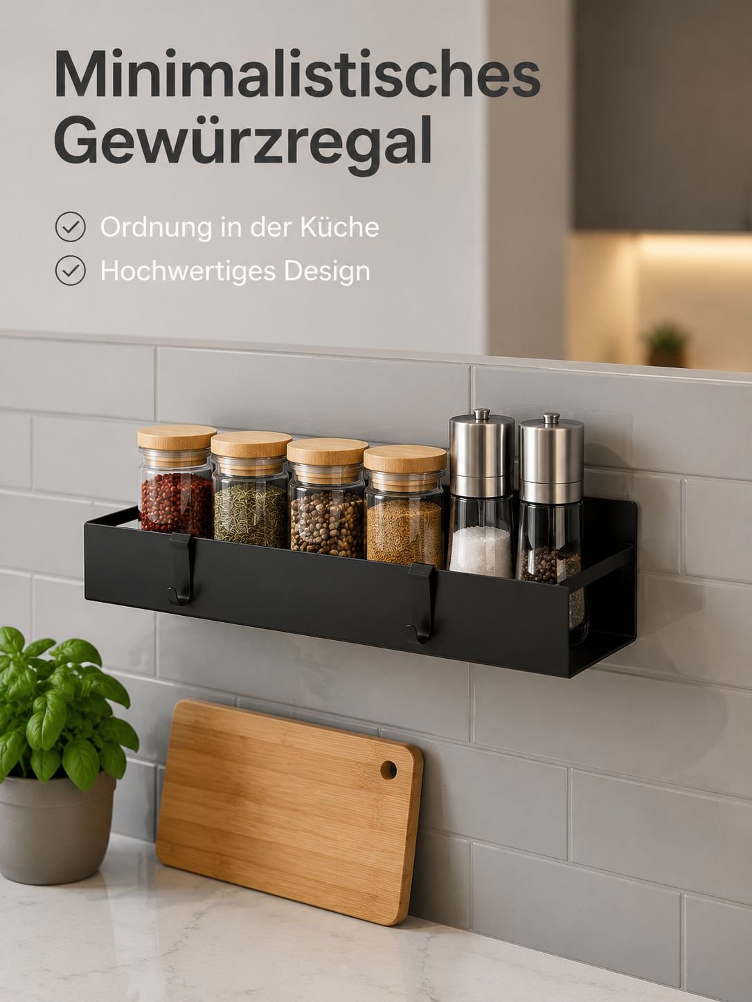 Bohrfreies Wand-Gewürzregal