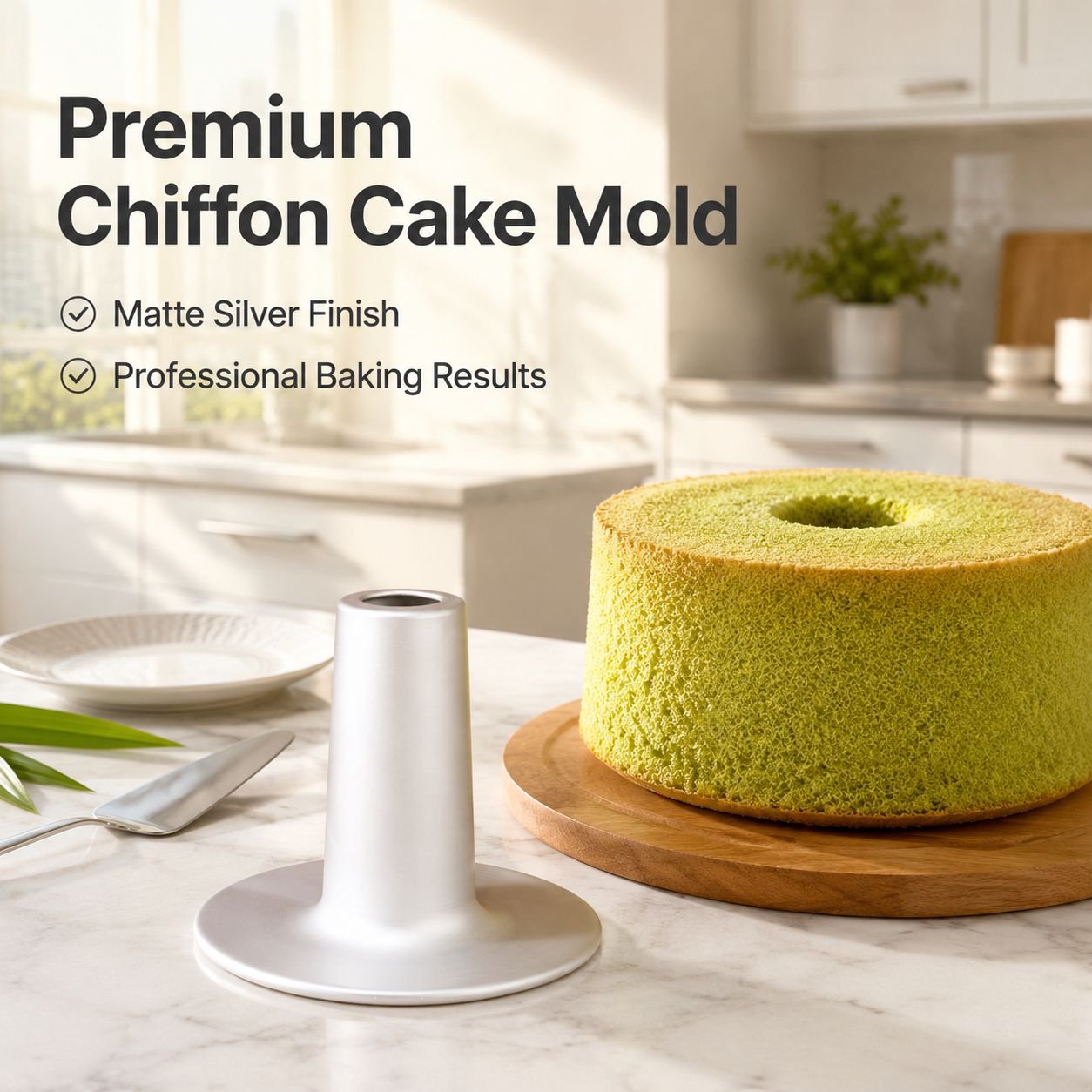 Household Aluminum Alloy Chiffon Cake Chimney Mold, Integrated Removable Bottom Cake Pan
