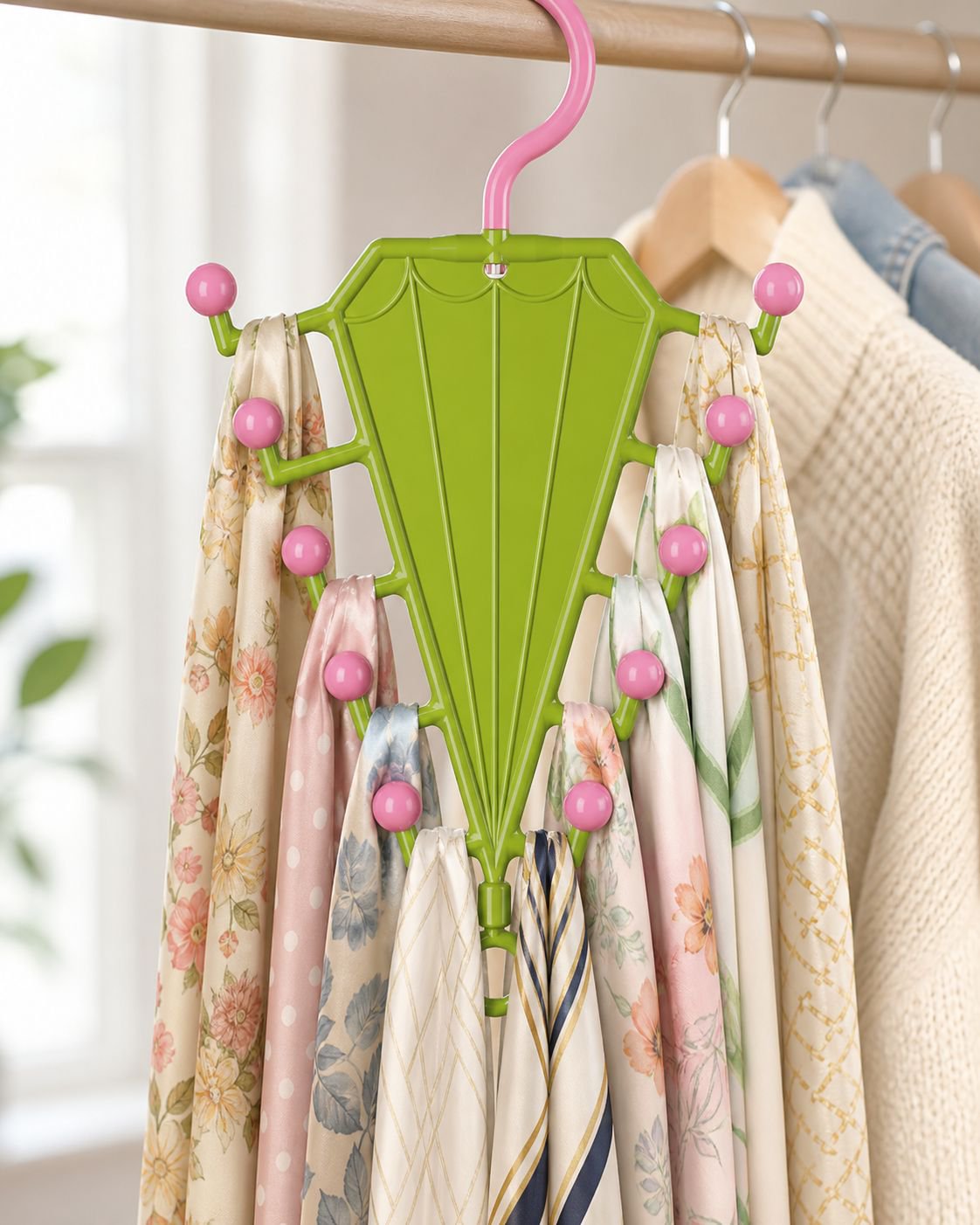 Closet organizer rack with double-sided hanging capability
