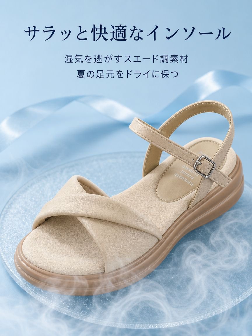 夏用厚底ワンストラップデザインサンダル レディース