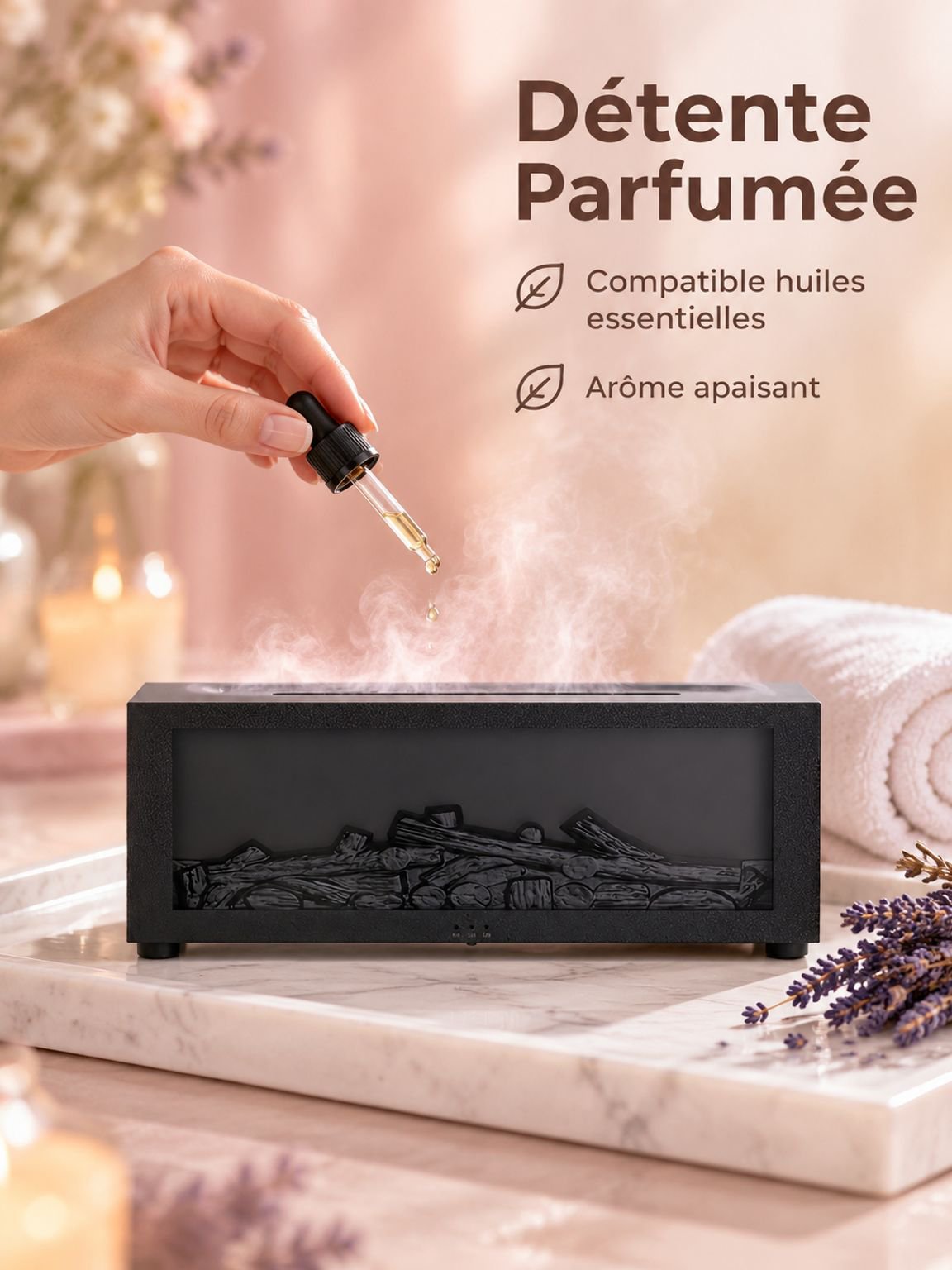Machine d'aromathérapie de flamme de cheminée de simulation cool de bureau JMY humidificateur créati