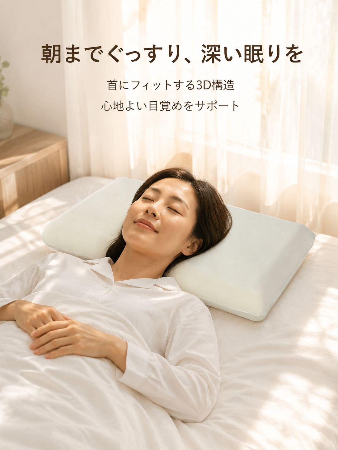 圧迫感ゼロ・深い眠りへ導く快眠枕