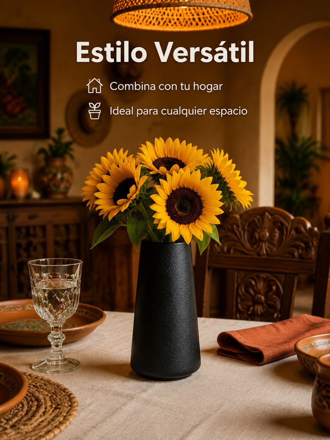 Florero de cerámica blanca sin esmaltar de apertura grande