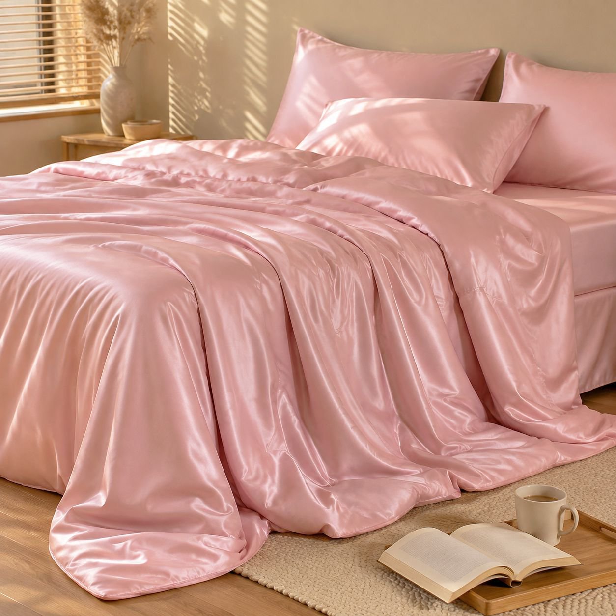 Conjunto de cuatro piezas de colcha de aire acondicionado de seda fría para dormitorio estudiantil