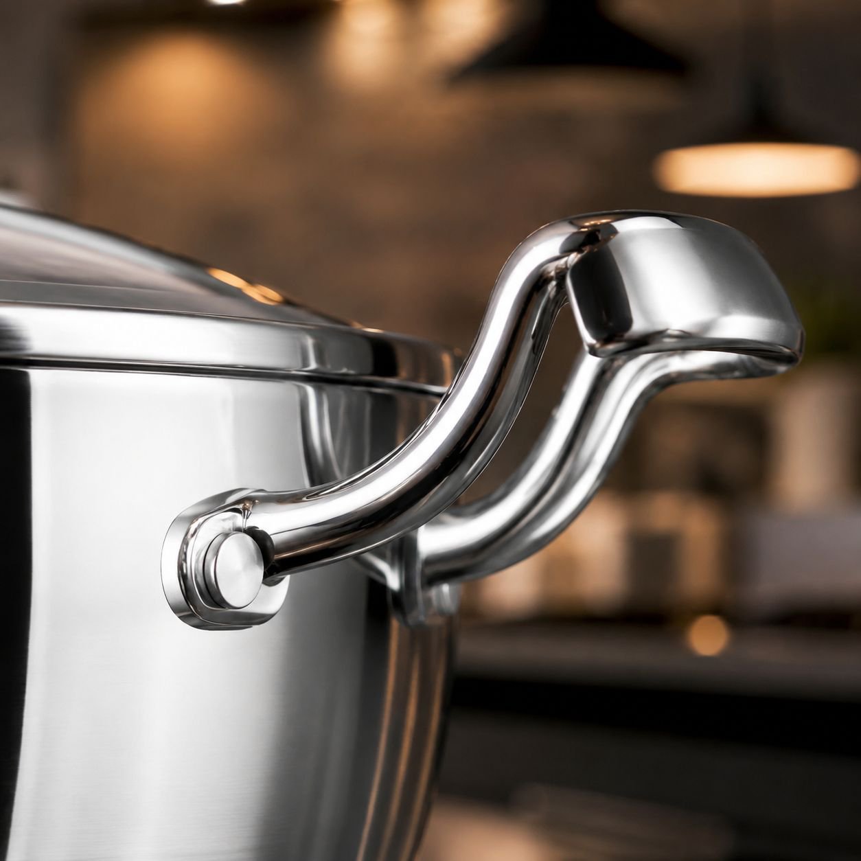 Stainless Steel Double Handle Soup Pot on Induction Stove