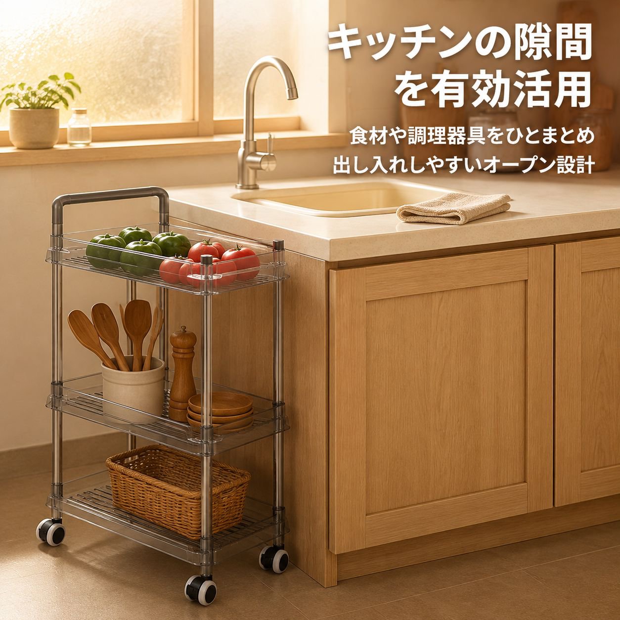 キャスター付き多段式収納ラック