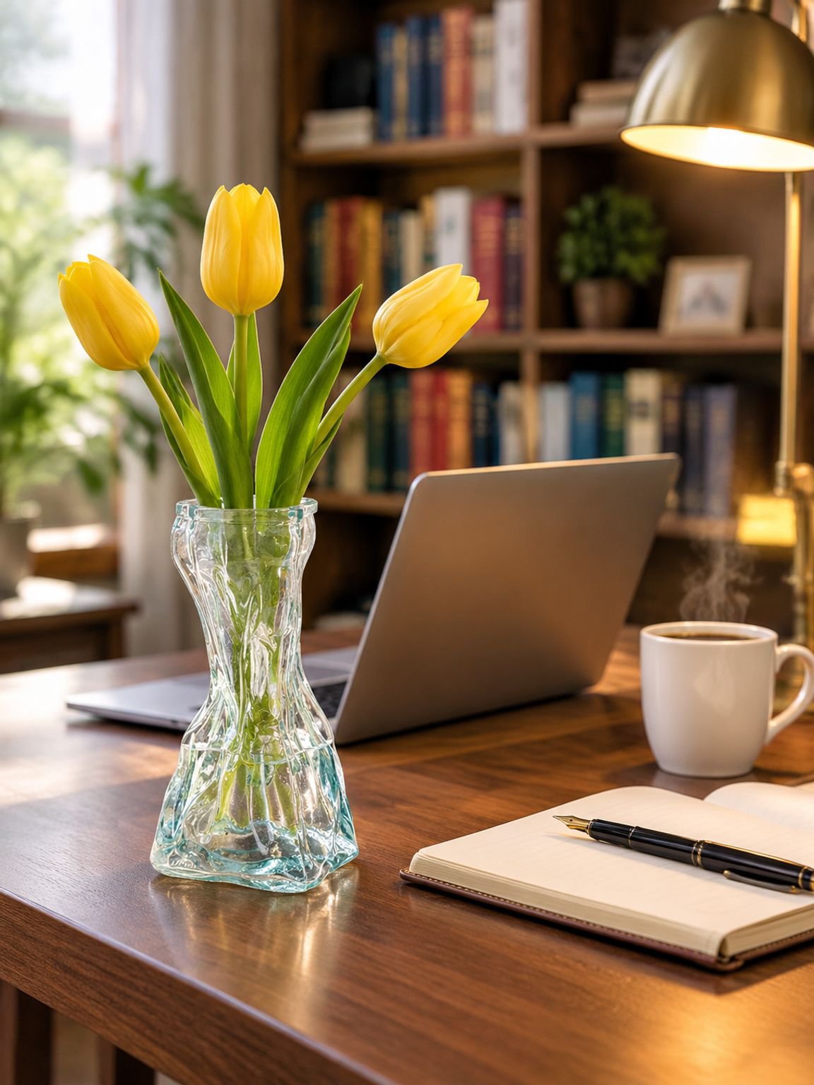 Stylish glass vase for floral arrangement and home decor