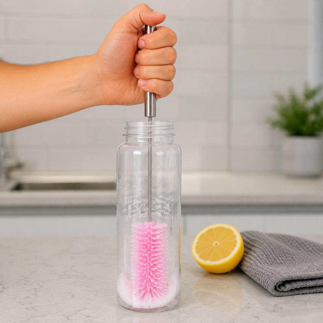 Durable stainless steel cleaning brush for kitchen
