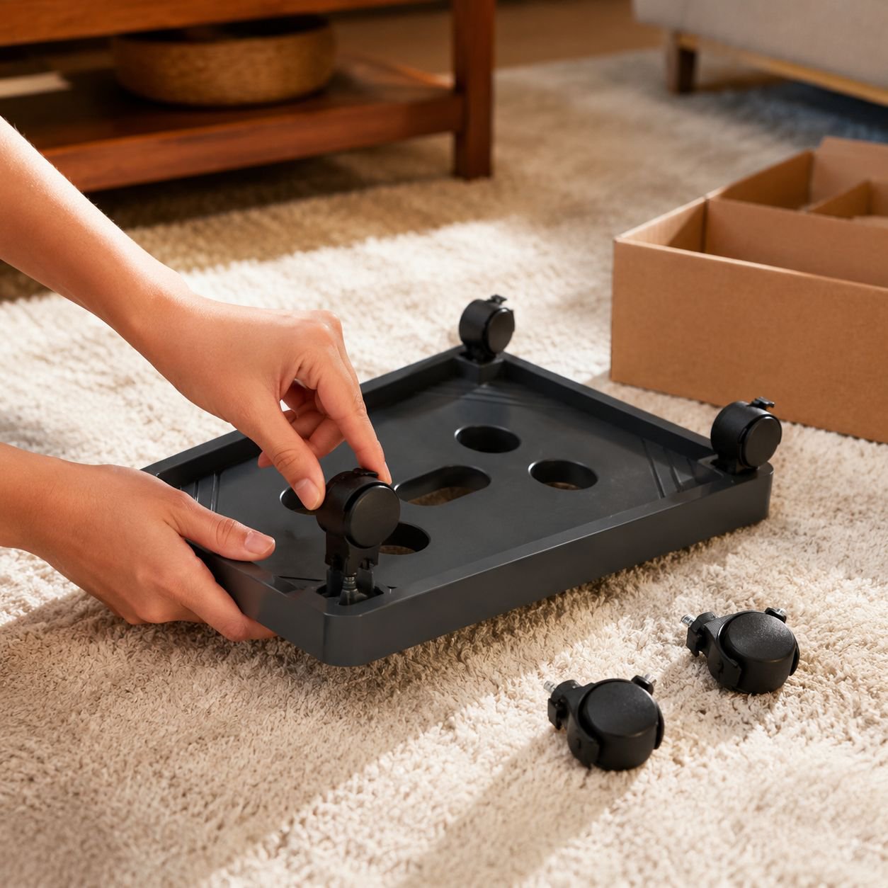 Easy-to-move computer desk with lockable wheels
