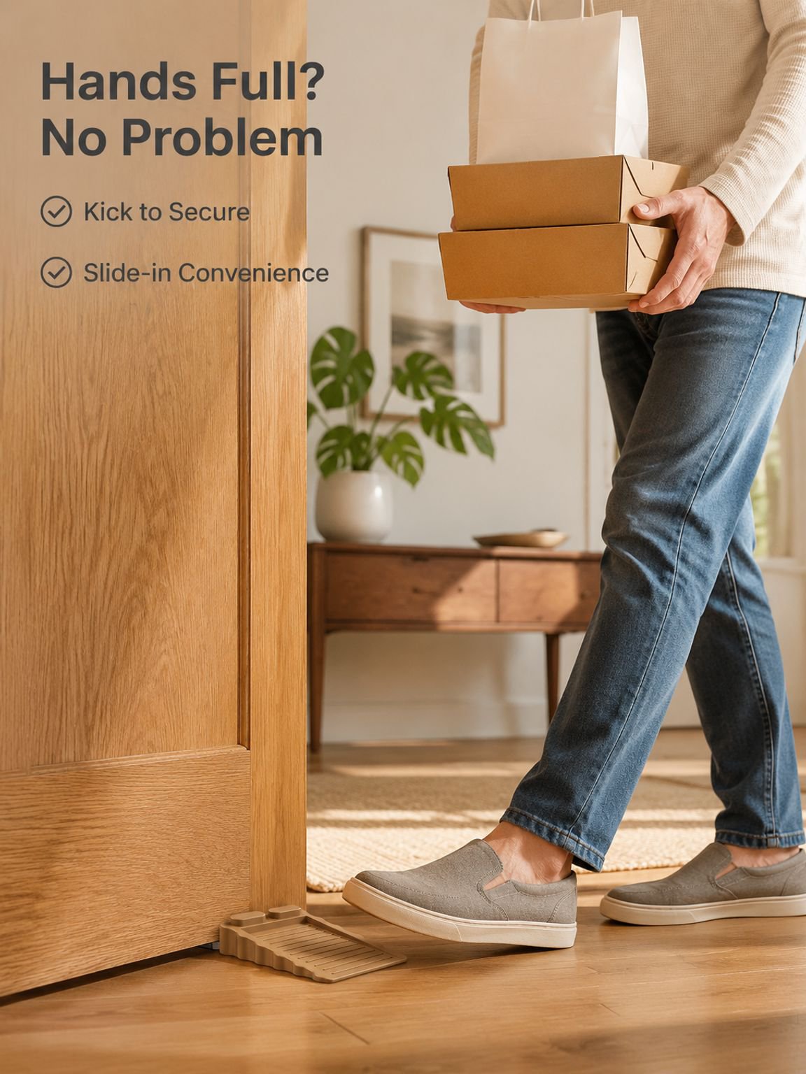 No-Installation Removable Door Lock, Two-Way Rotation, Anti-Slip & Windproof Design