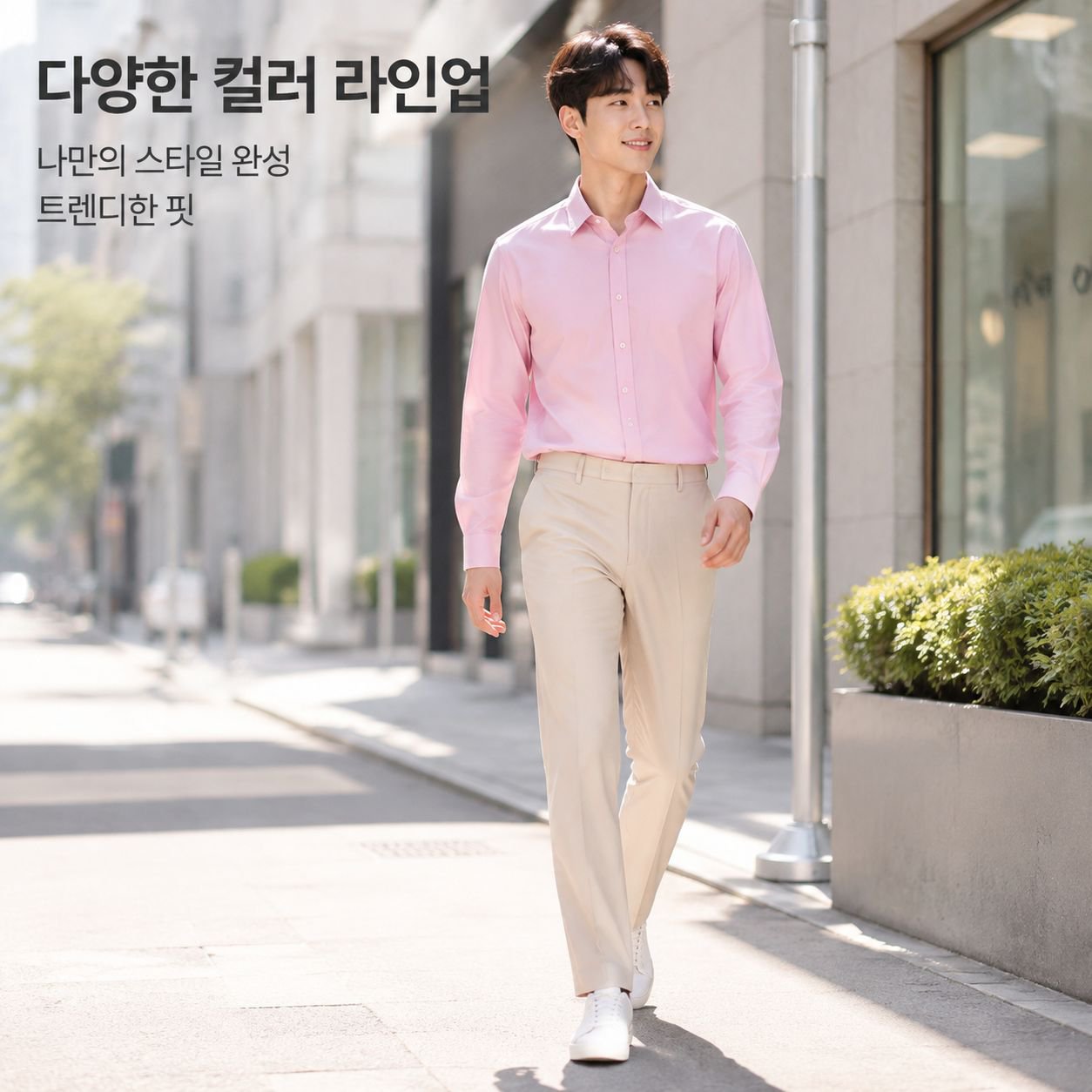 남성용 긴팔 단색 셔츠