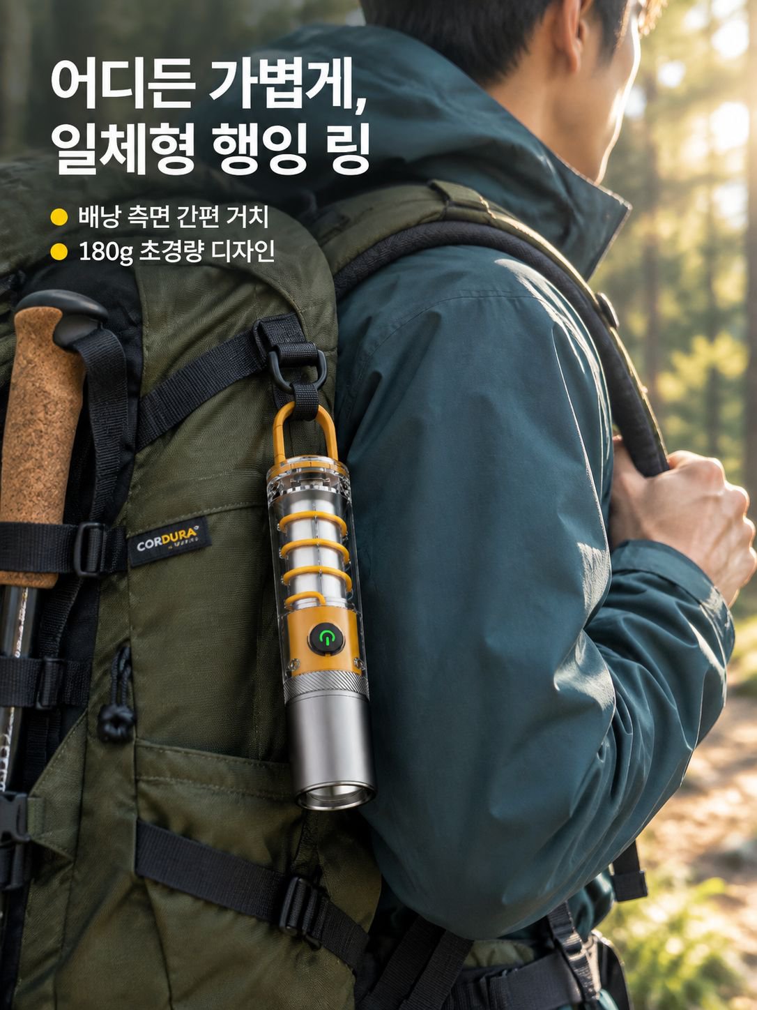 효율적 긴 지속성 손전등 야외 캠핑 고리 비상 작업 변광등