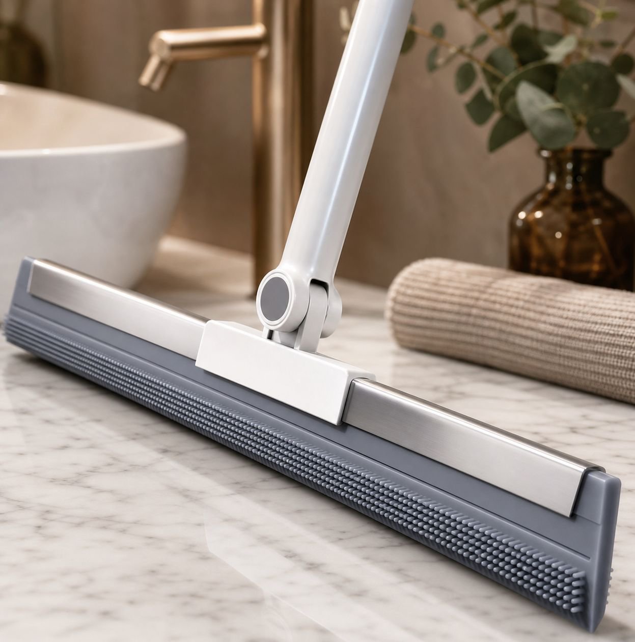 Escoba multiusos para limpieza profunda en baño