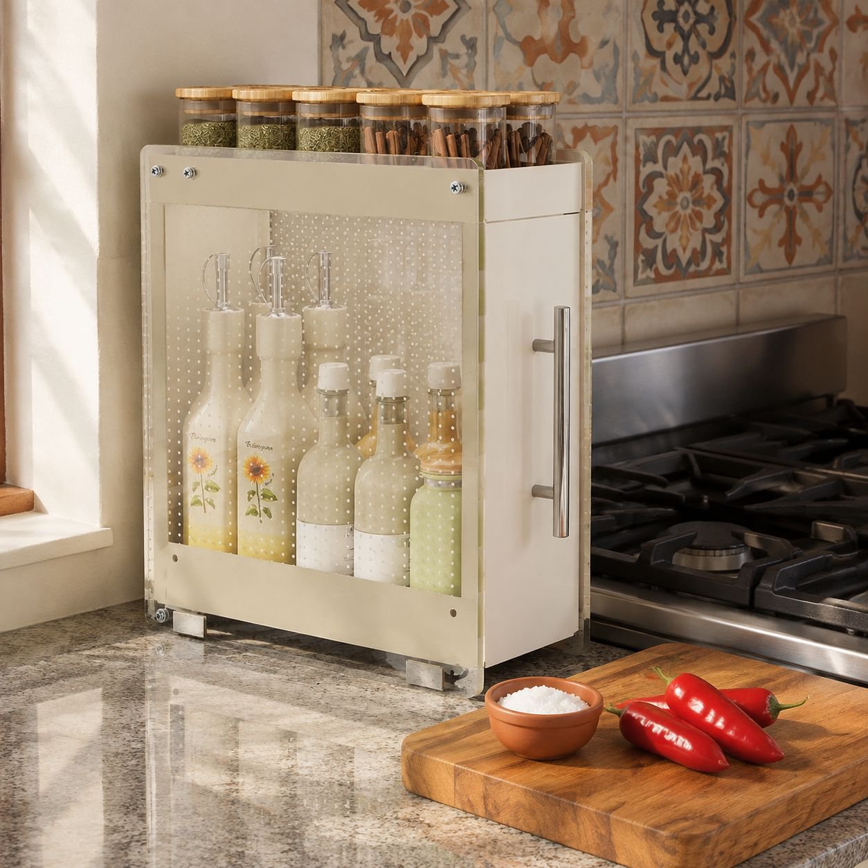 Estante de almacenamiento de especias extraíble para cocina, estante de almacenamiento de pared para