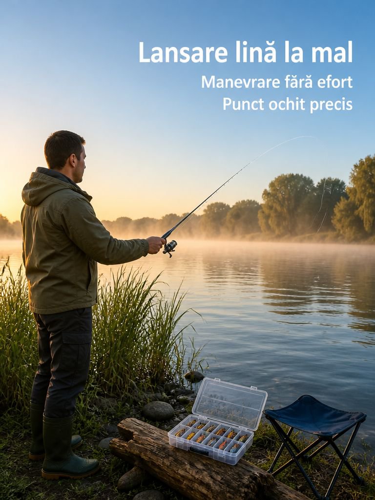Set de pescuit cu undiță telescopică pliabilă, 21 de piese, cu protecție împotriva exploziilor